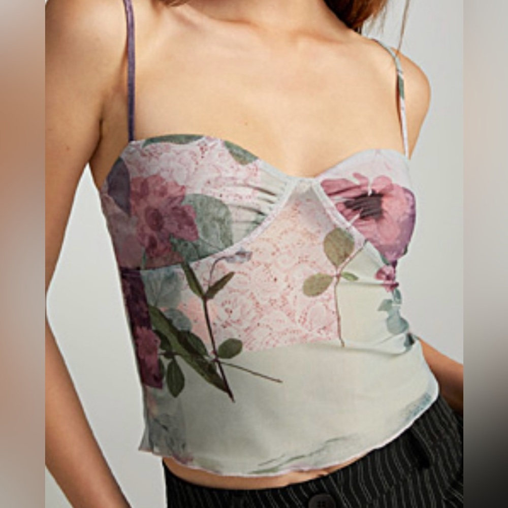 Pastel Floral Mesh Cami - size S